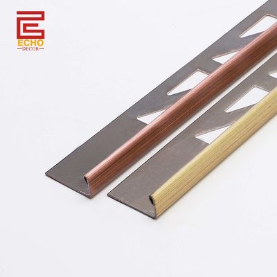کیفیت  Outdoor Straight Stainless Steel Tile Trim Flat Metal Edge Trim 10mm کارخانه